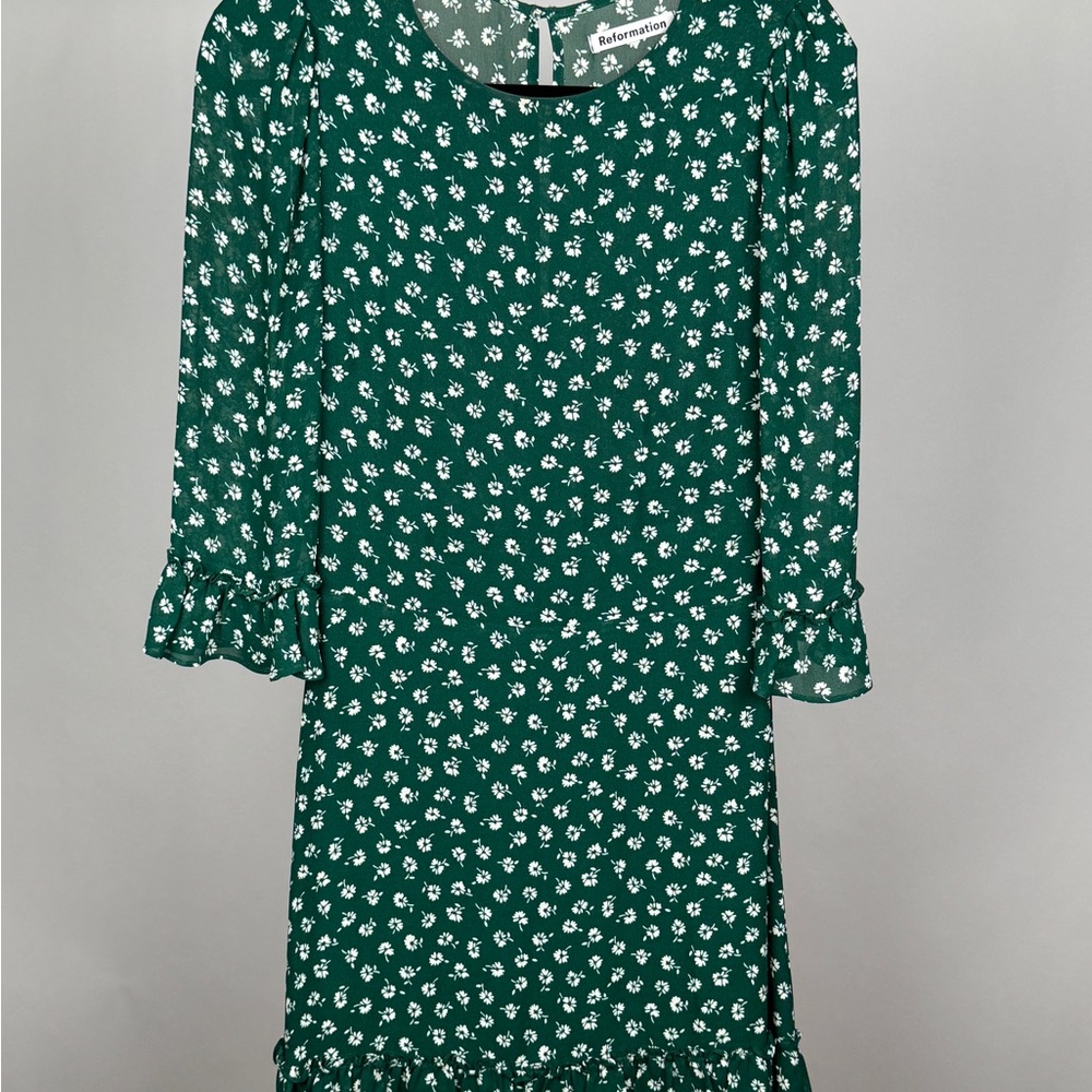 Reformation Dresses | Doutzen Mini Dress Chives Floral Green | Size 6